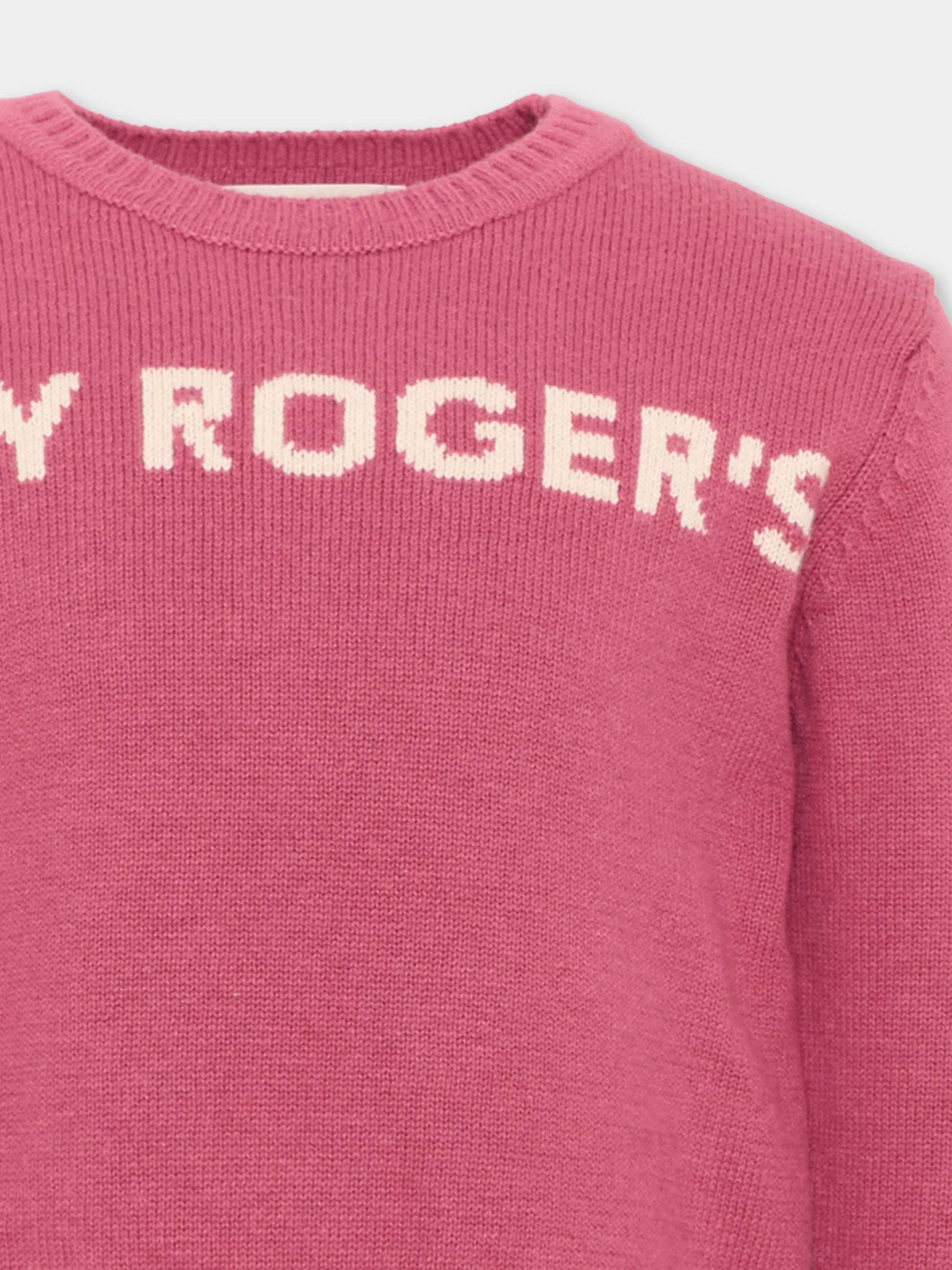 Maglione rosa per bambina con logo,Roy Roger's Kids,R F169 00 2643