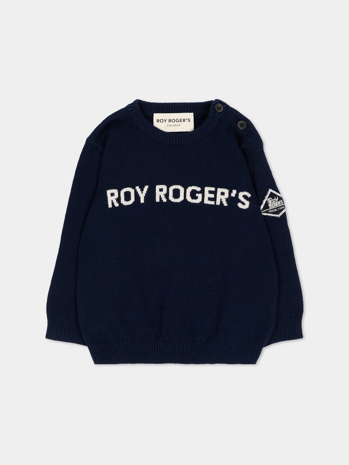 Maglione blu per neonato con logo,Roy Roger's Kids,R F190 00 3885