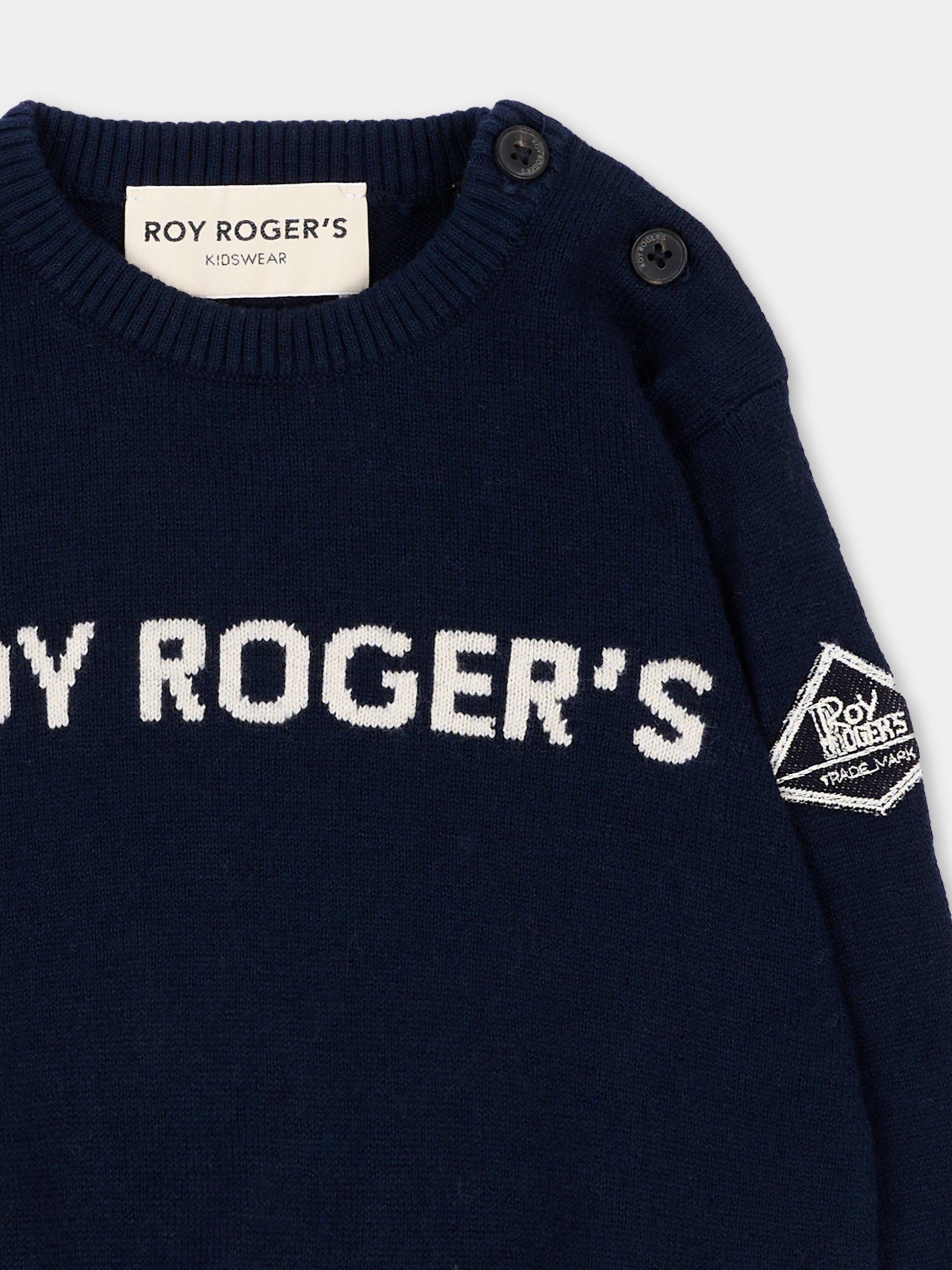 Maglione blu per neonato con logo,Roy Roger's Kids,R F190 00 3885