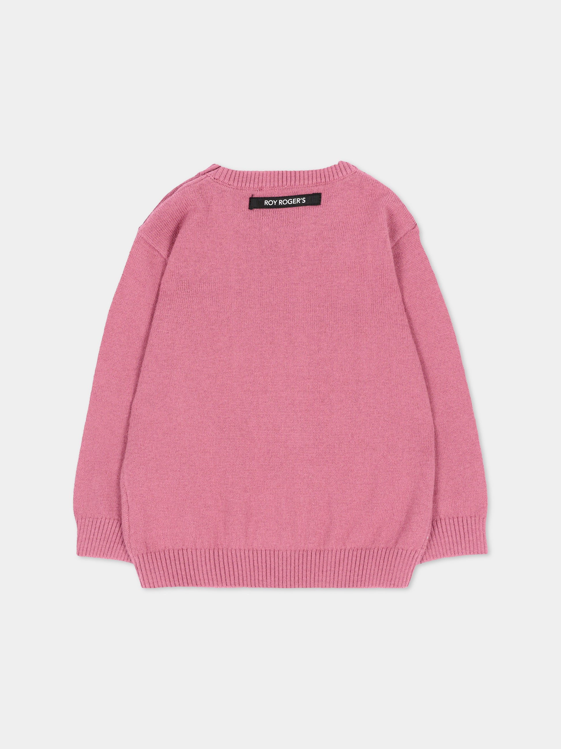Maglione rosa per neonata con logo,Roy Roger's Kids,R F190 00 3021