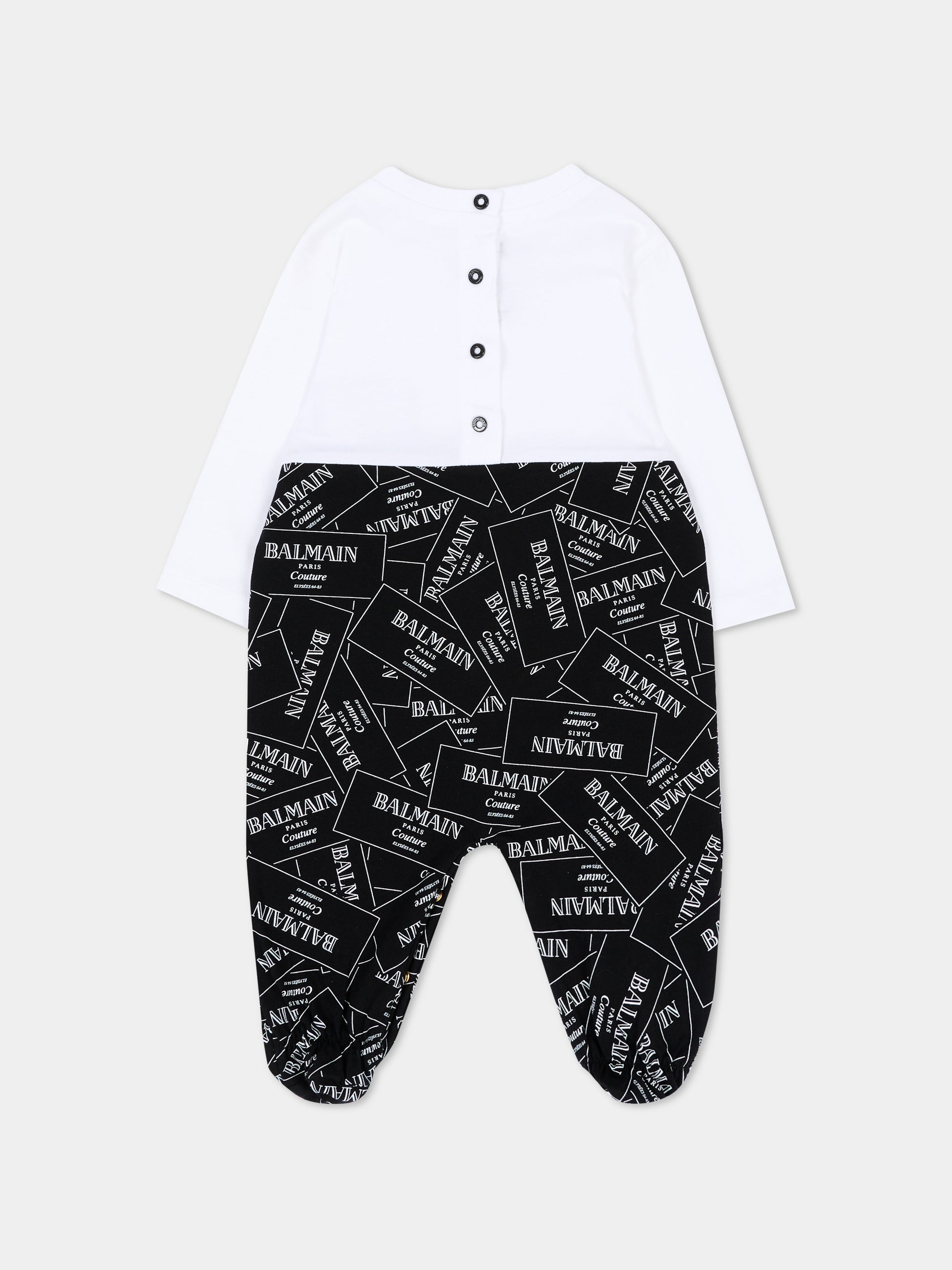 Set tutina nero per neonati con stampa,Balmain Kids,BXB57A Z3332 930BC
