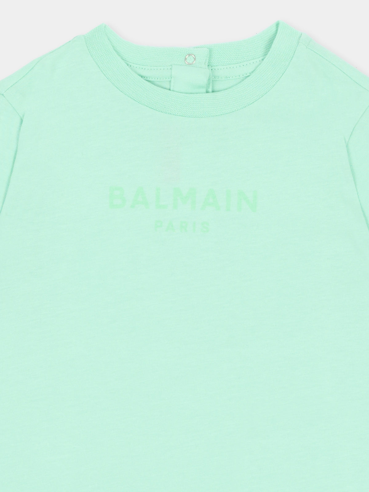 T-shirt verde per neonati con logo,Balmain Kids,BU8681 Z1751 70A