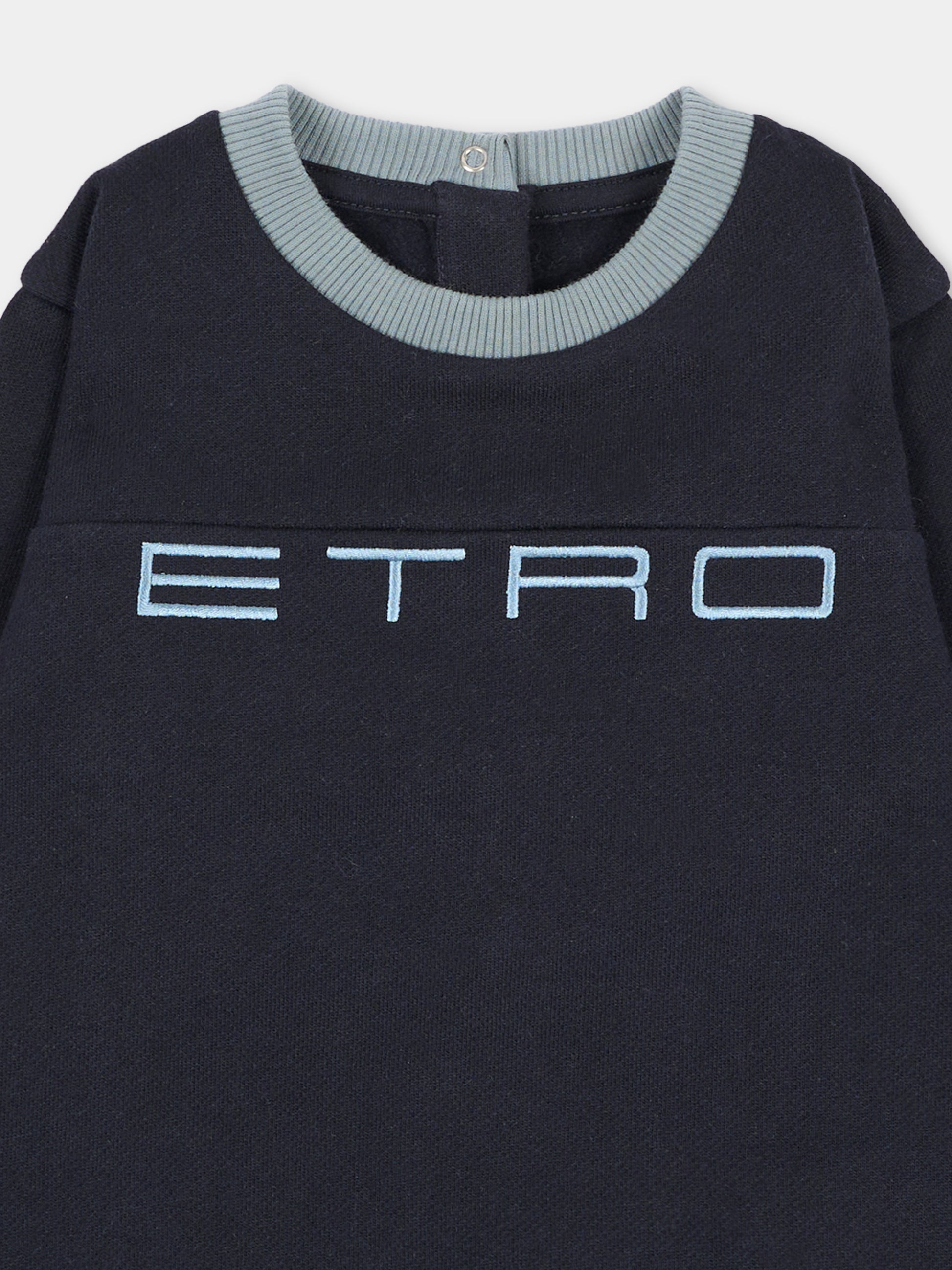 Felpa girocollo blu per neonati con logo,Etro,GV4530 Z2434 635