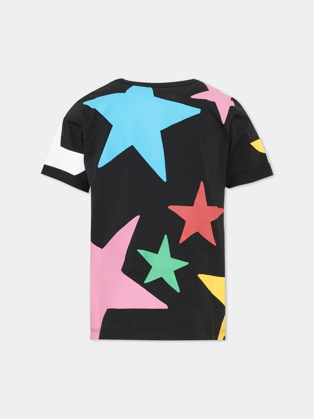 T-shirt nera per bambina con stelle,Stella Mccartney Kids,TV8B81 Z0913 930MC