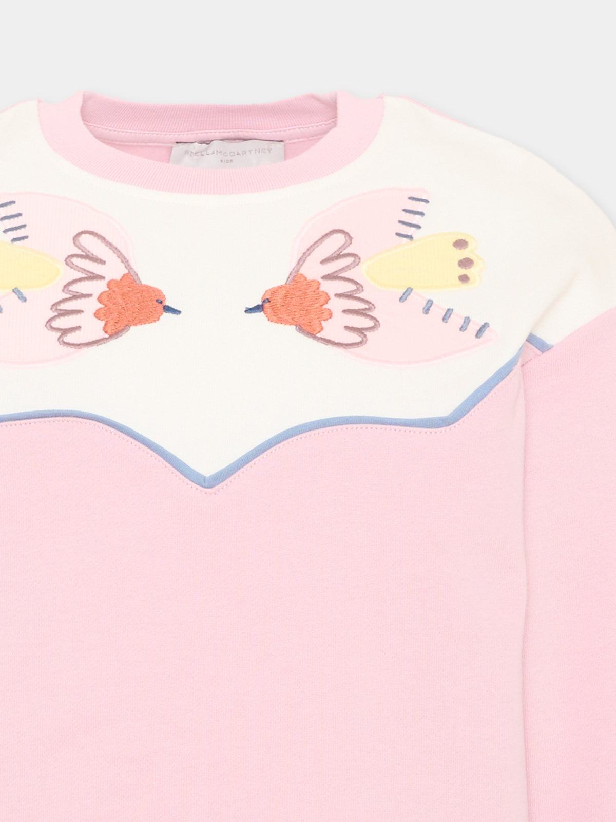 Felpa girocollo rosa per bambina con ricamo,Stella Mccartney Kids,TX4A80 Z3059 568