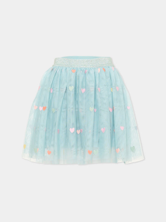 Gonna celeste per bambina con cuori,Stella Mccartney Kids,TX7A51 Z3079 923MC
