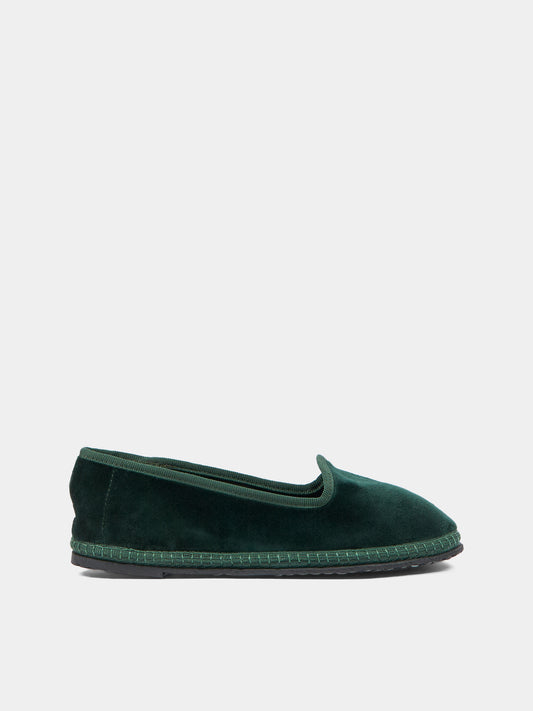 Mocassini verdi Baby Tragara Velvet per bambini,Sciuscià,BABY TRAGARA VELVET GREEN