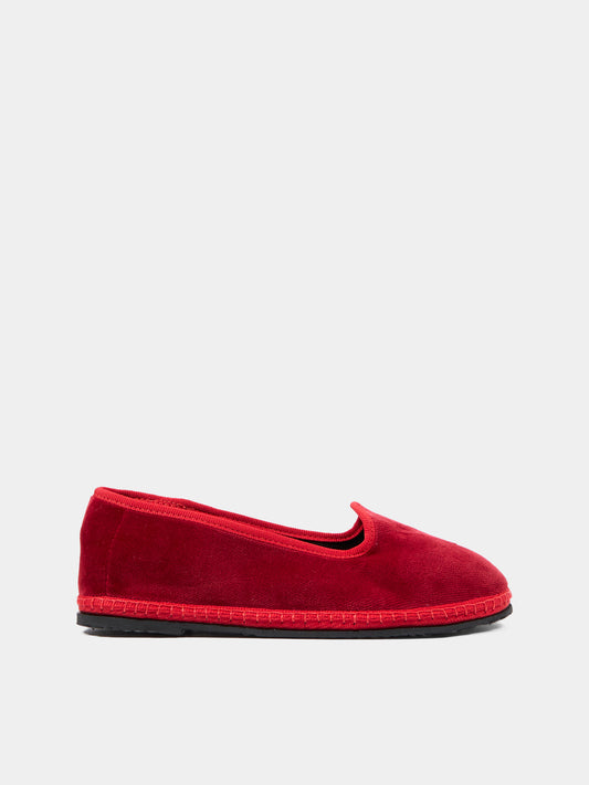 Mocassini rossi Baby Tragara Velvet per bambini,Sciuscià,BABY TRAGARA VELEVET DARK RED
