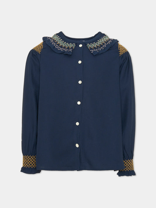 Camicia a manica lunga blu Raula per bambina,Molo,2W25C204 8552