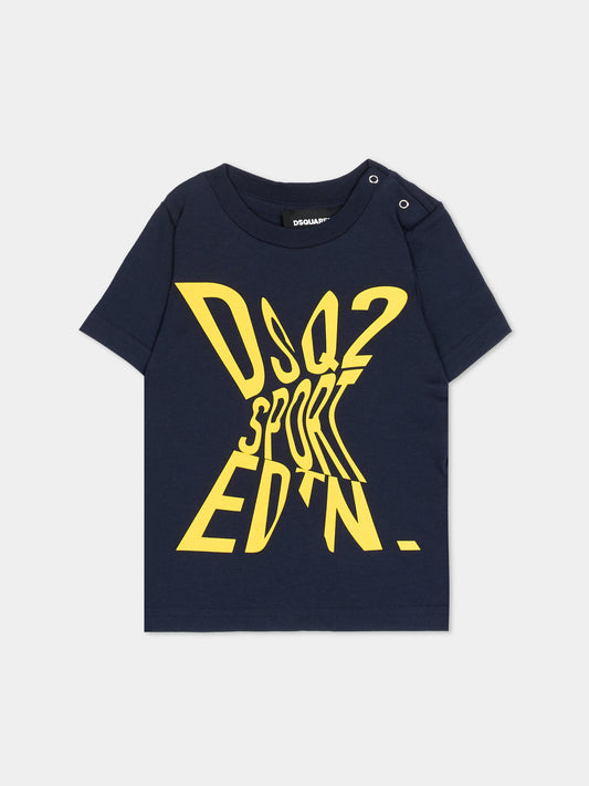 T-shirt blu per neonato con logo,Dsquared2,DQ2545 D00MV DQ866