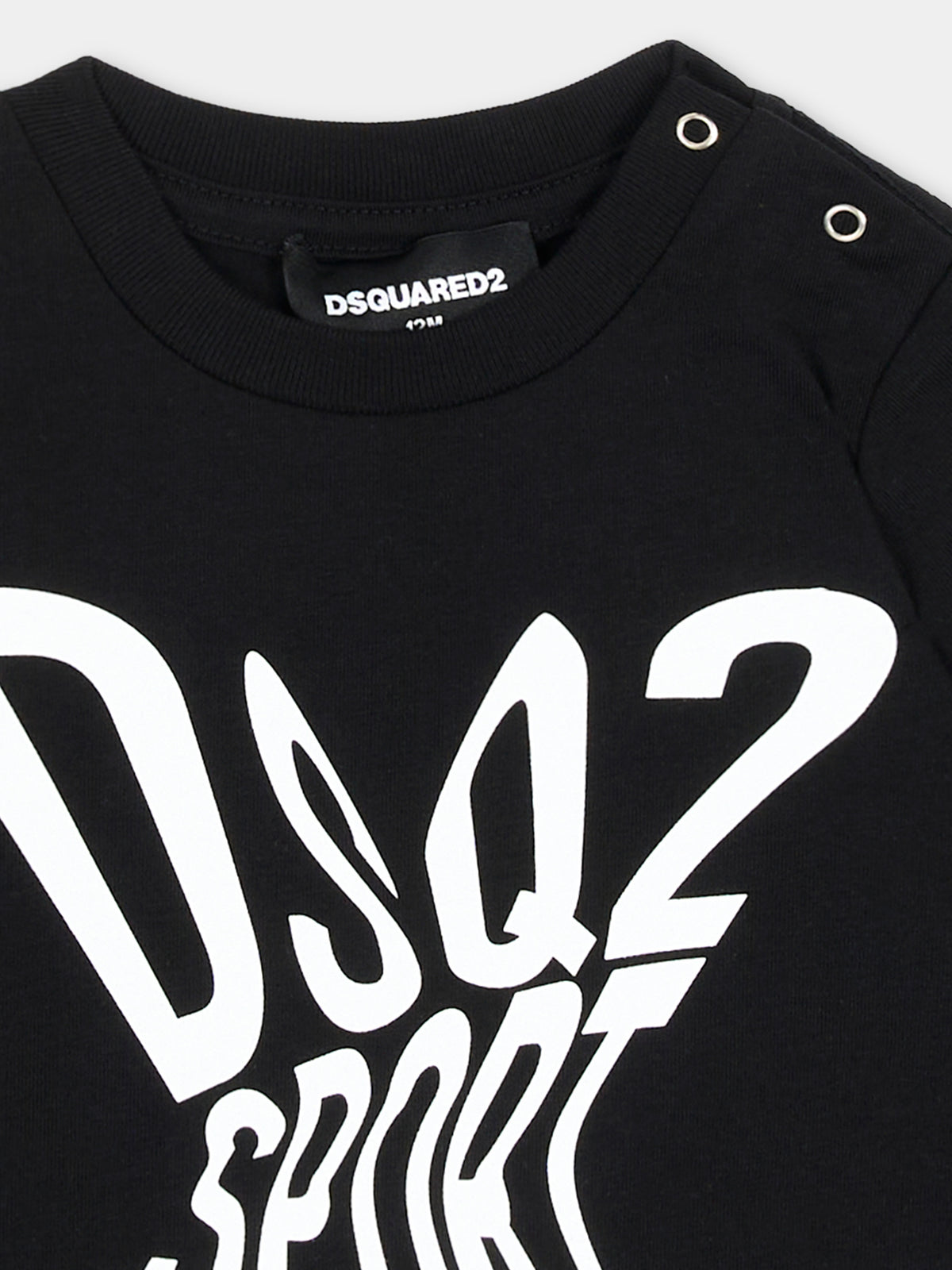 T-shirt nera per neonato con stampa,Dsquared2,DQ2545 D00MV DQ900