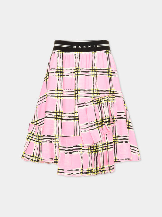 Gonna rosa per bambina a quadri,Marni Kids,M01187 M00ST 0M345