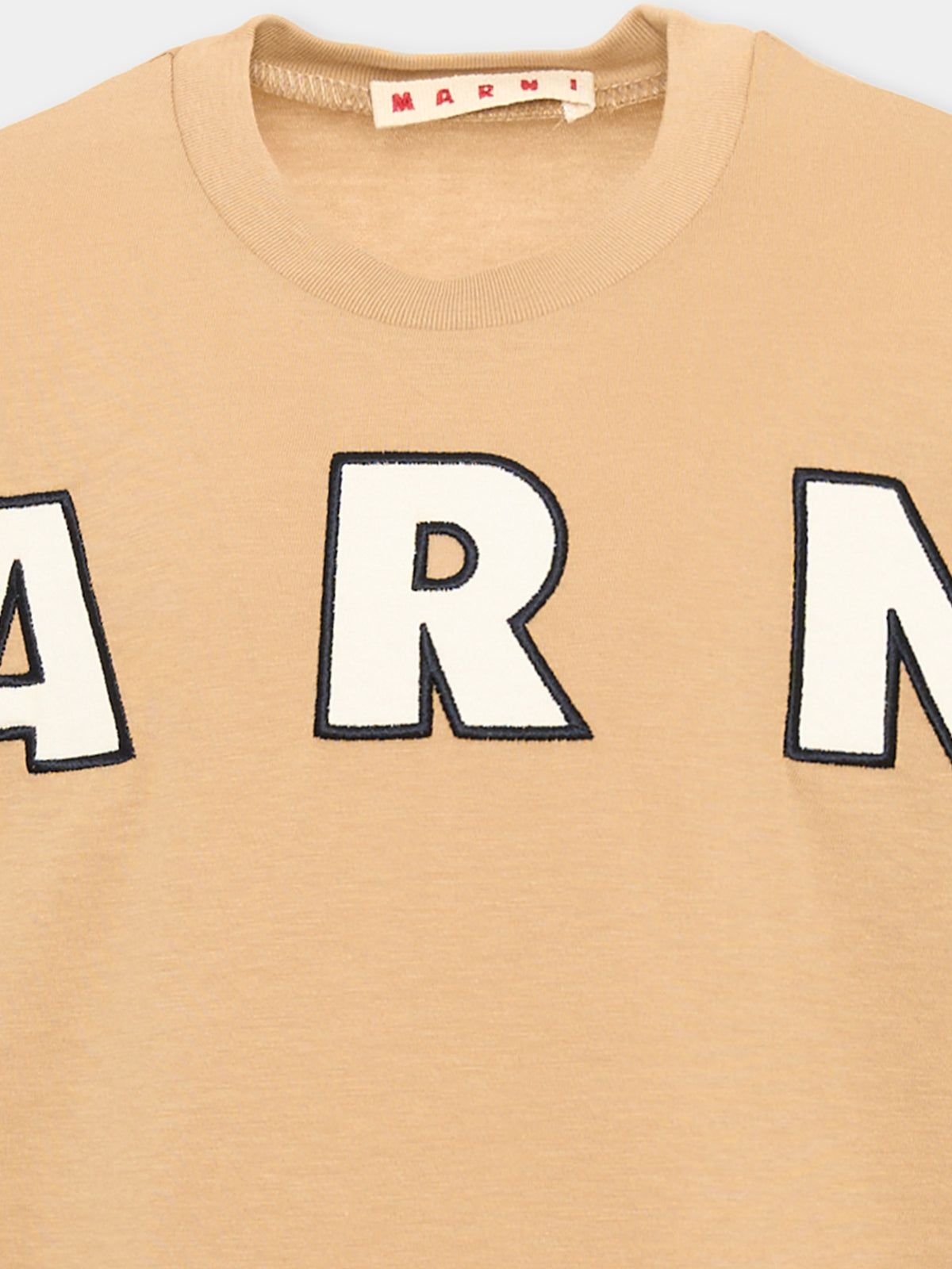 T-shirt a manica corta beige per bambini con logo,Marni Kids,M01265 M00RF 0M715