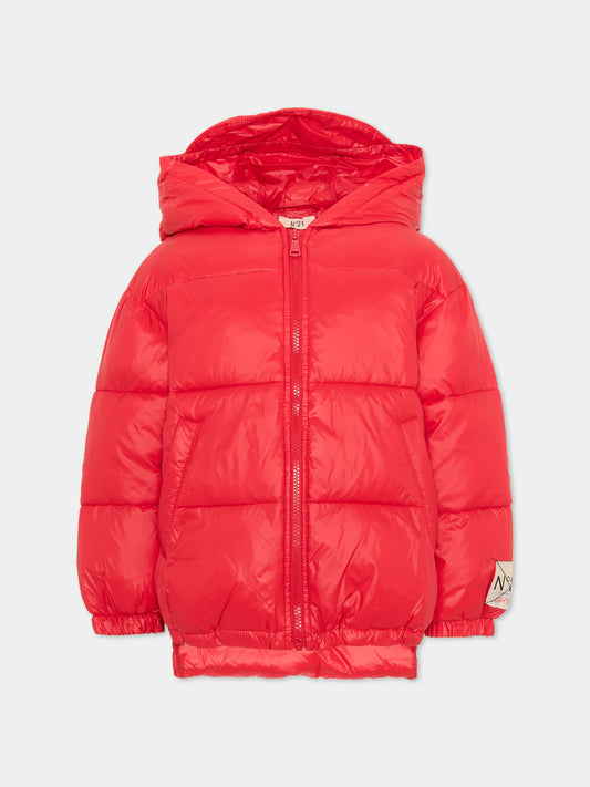 Piumino rosso per bambini con logo,N°21 Kids,N2104X N0002 0N411