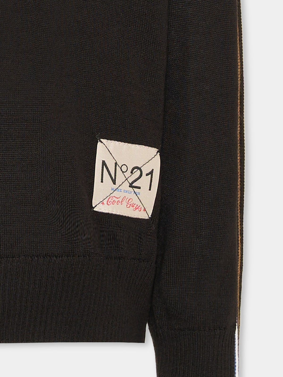 Maglione nero per bambini con logo,N°21 Kids,N2108I N0122 0N900