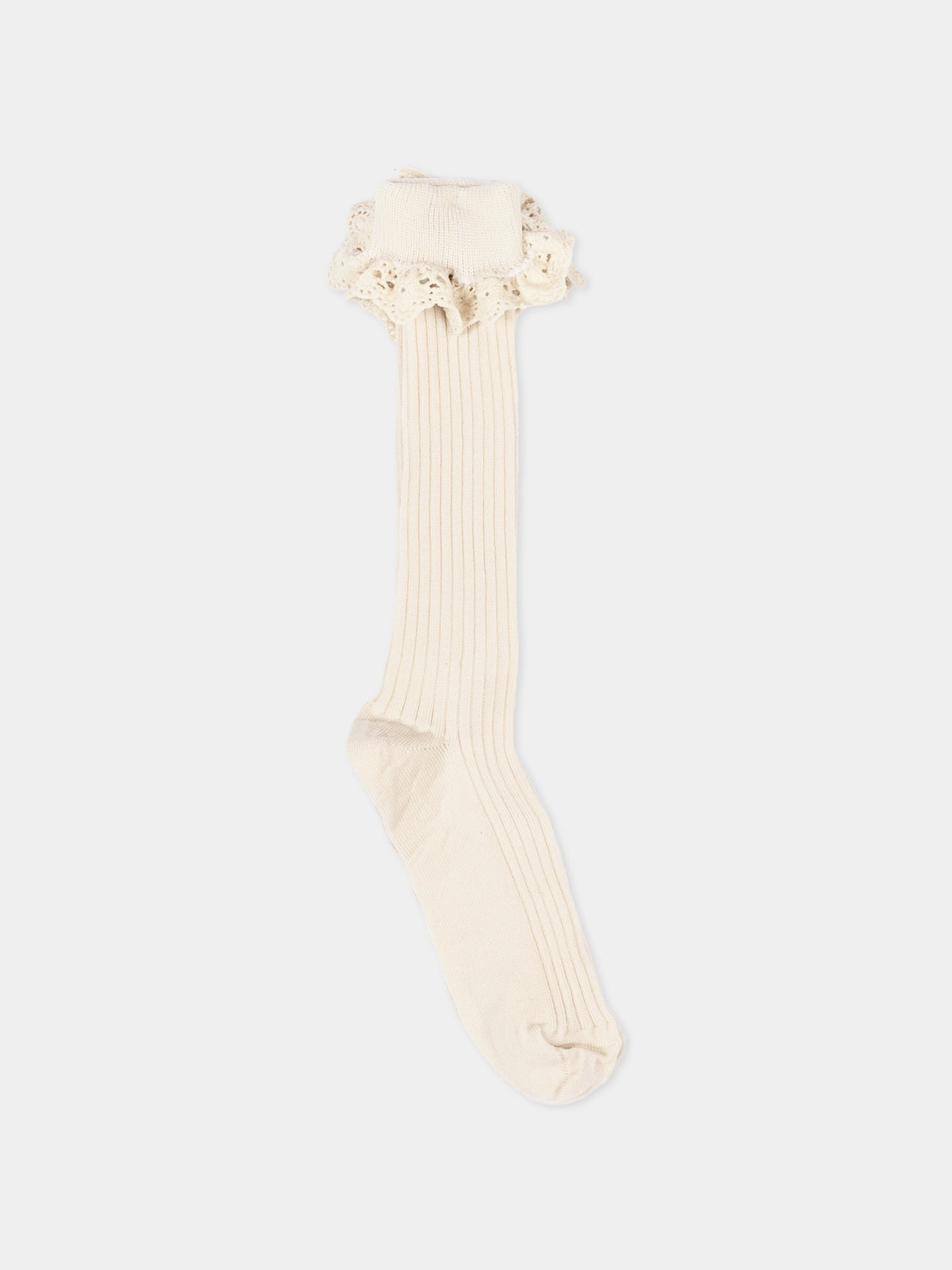 Calzini beige per bambina con ruches,Mp Denmark,10 59045 0 4109