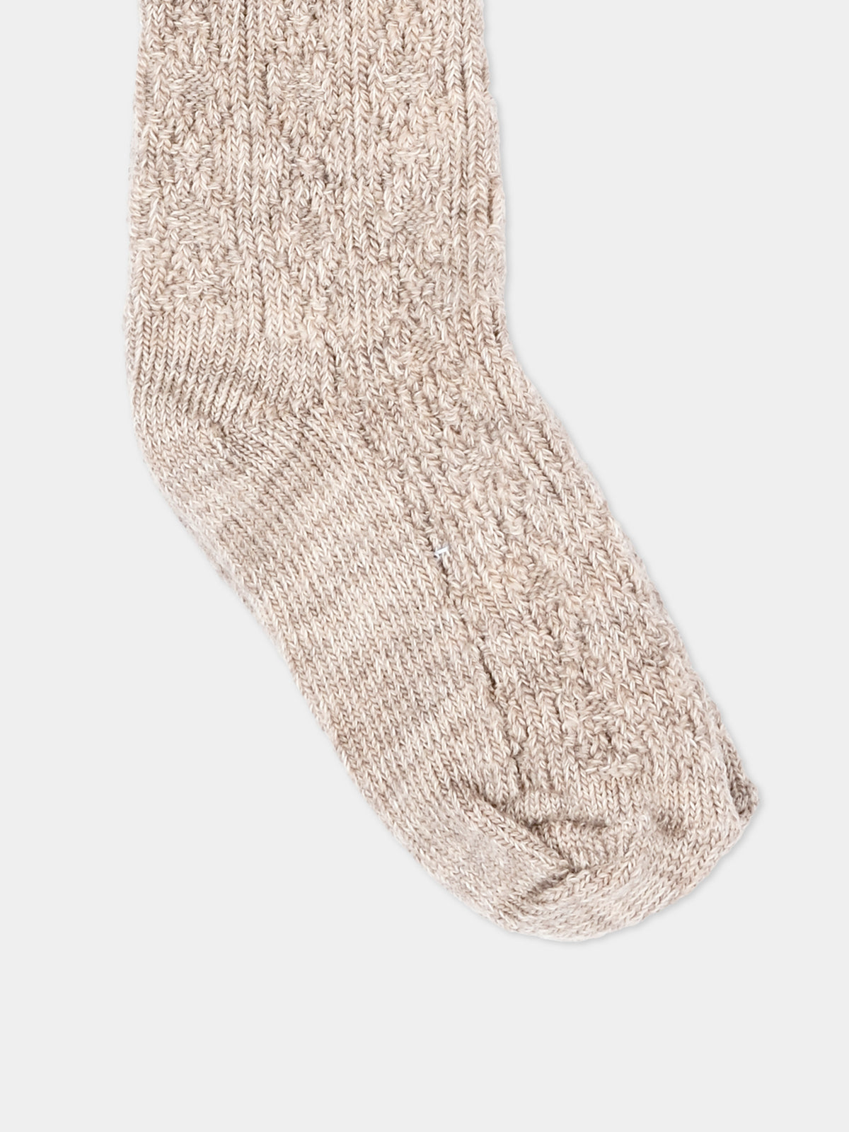 Calzini beige per bambina a costine,Mp Denmark,10 69024 0 489