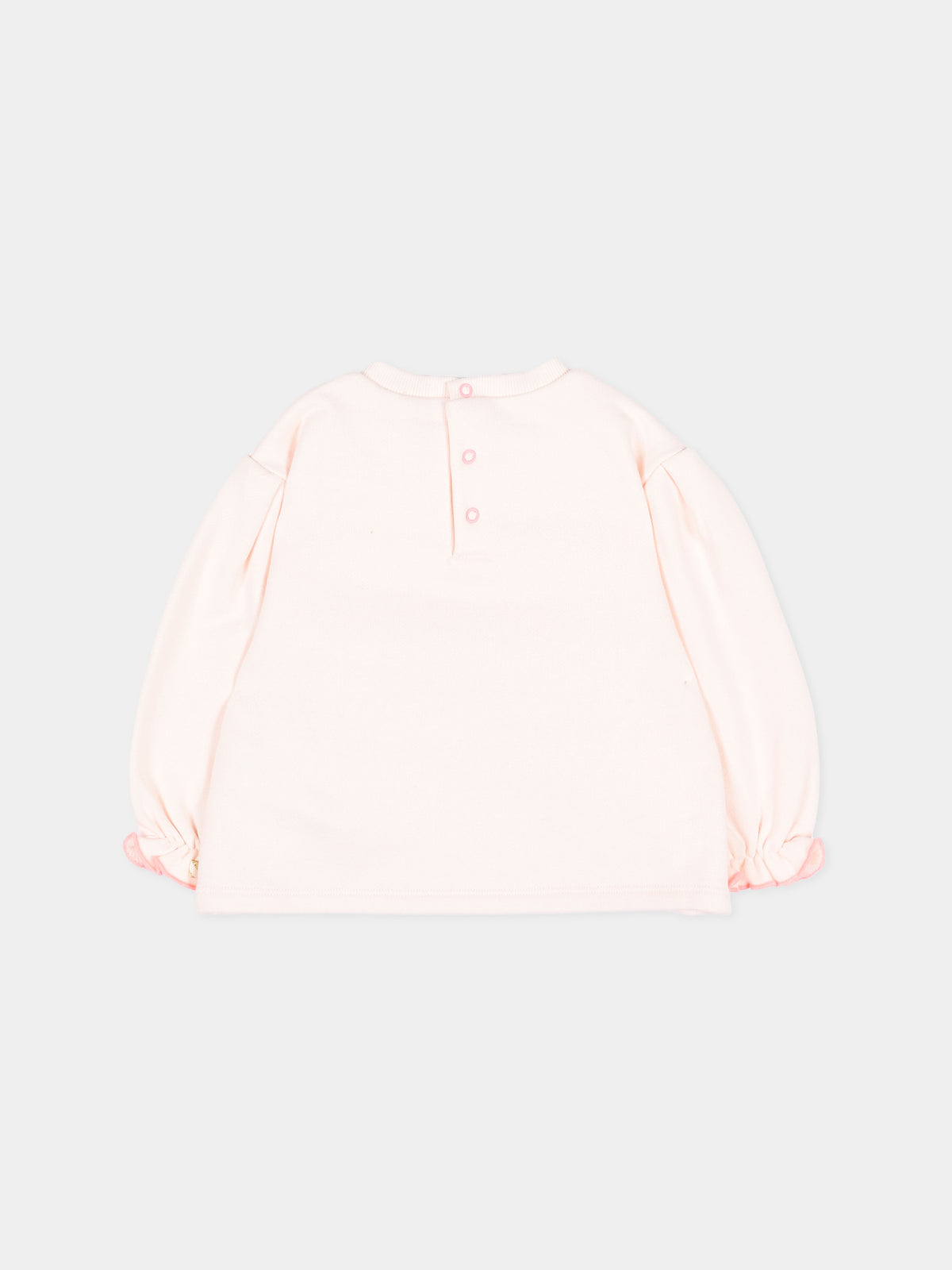 Felpa girocollo rosa con stampa per neonata,Billieblush,U21271 47V