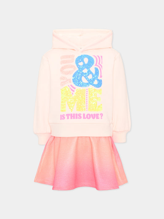 Vestito a manica lunga rosa per bambina,Billieblush,U21284 47V