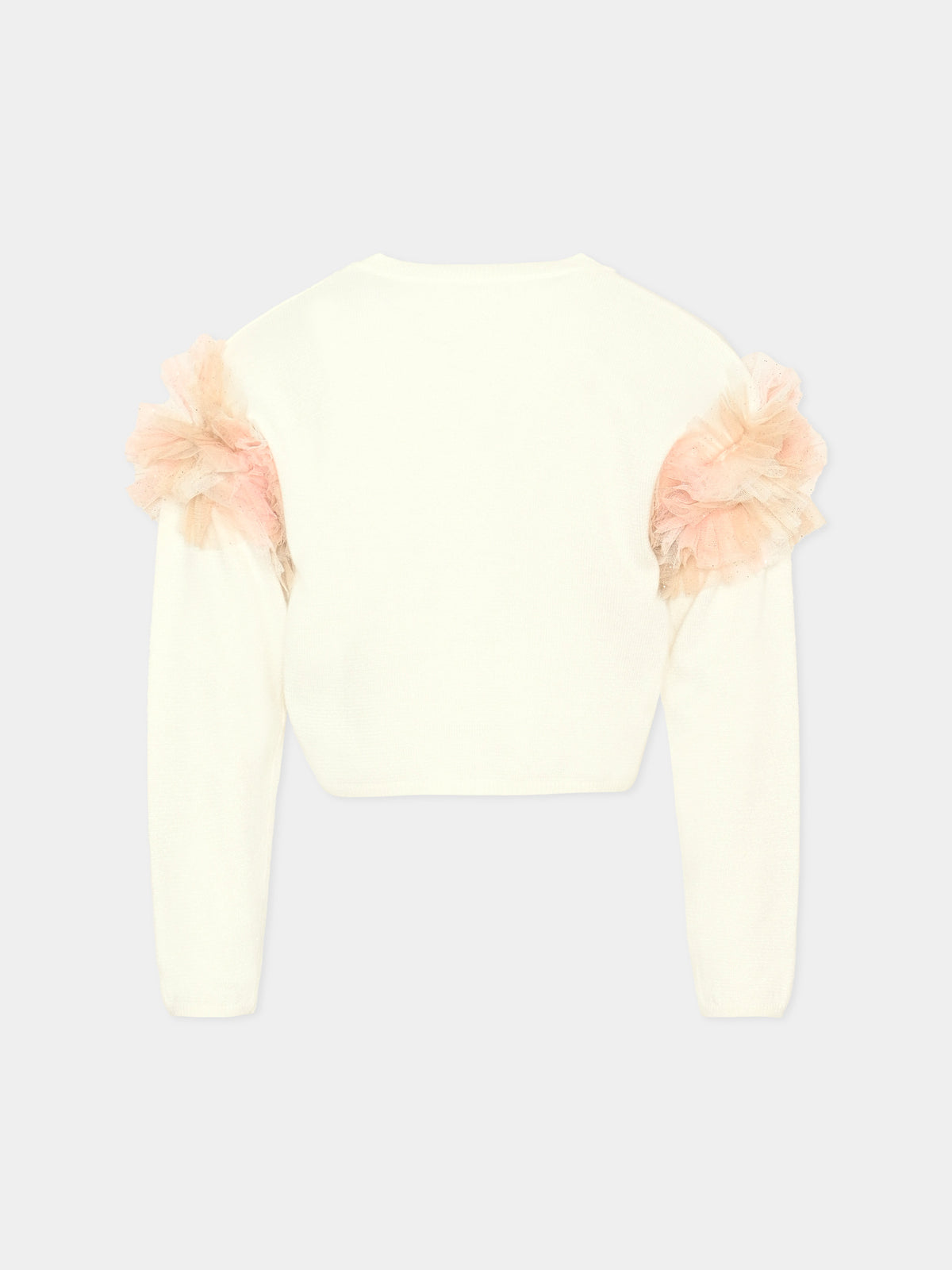 Cardigan avorio per bambina con tulle,Billieblush,U21383 121