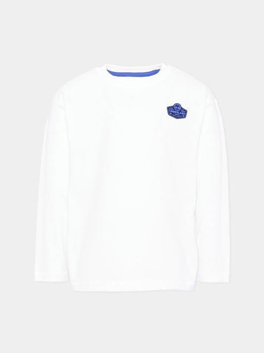 T-shirt a manica lunga bianca con logo per bambino,Timberland,T60531 10P