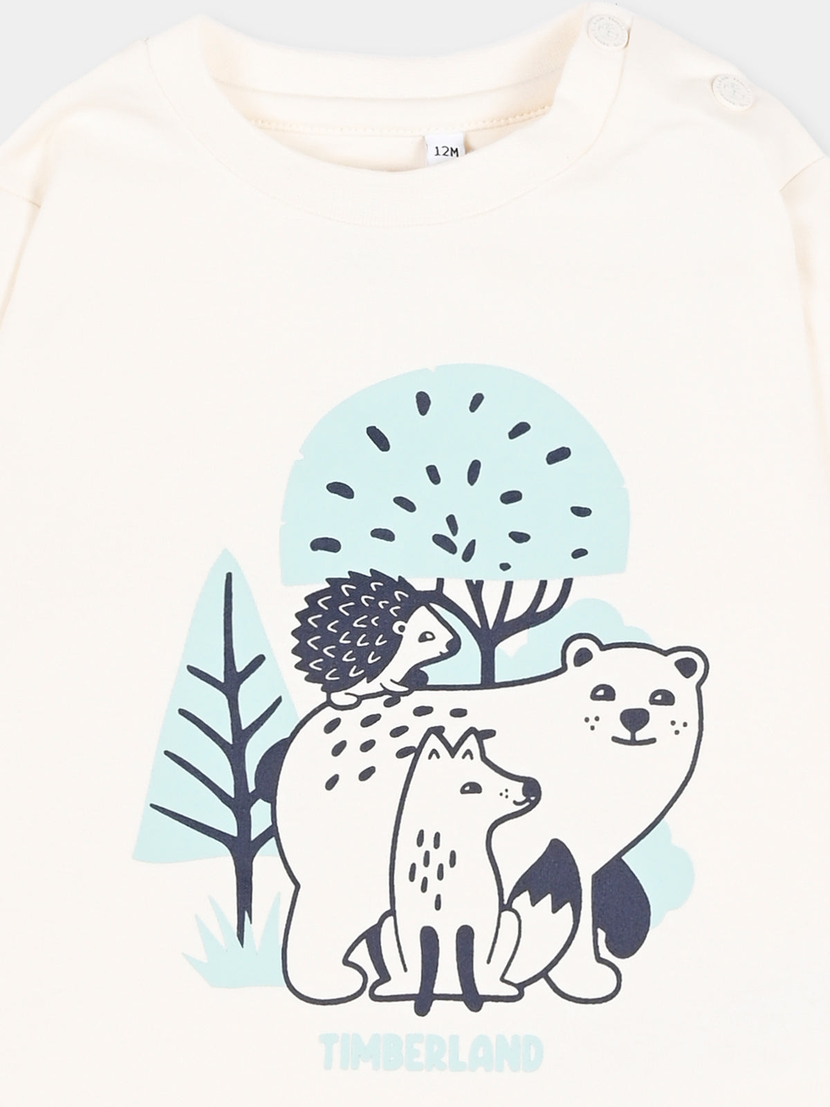 T-shirt a manica lunga avorio per neonato con stampa,Timberland,T60614 127