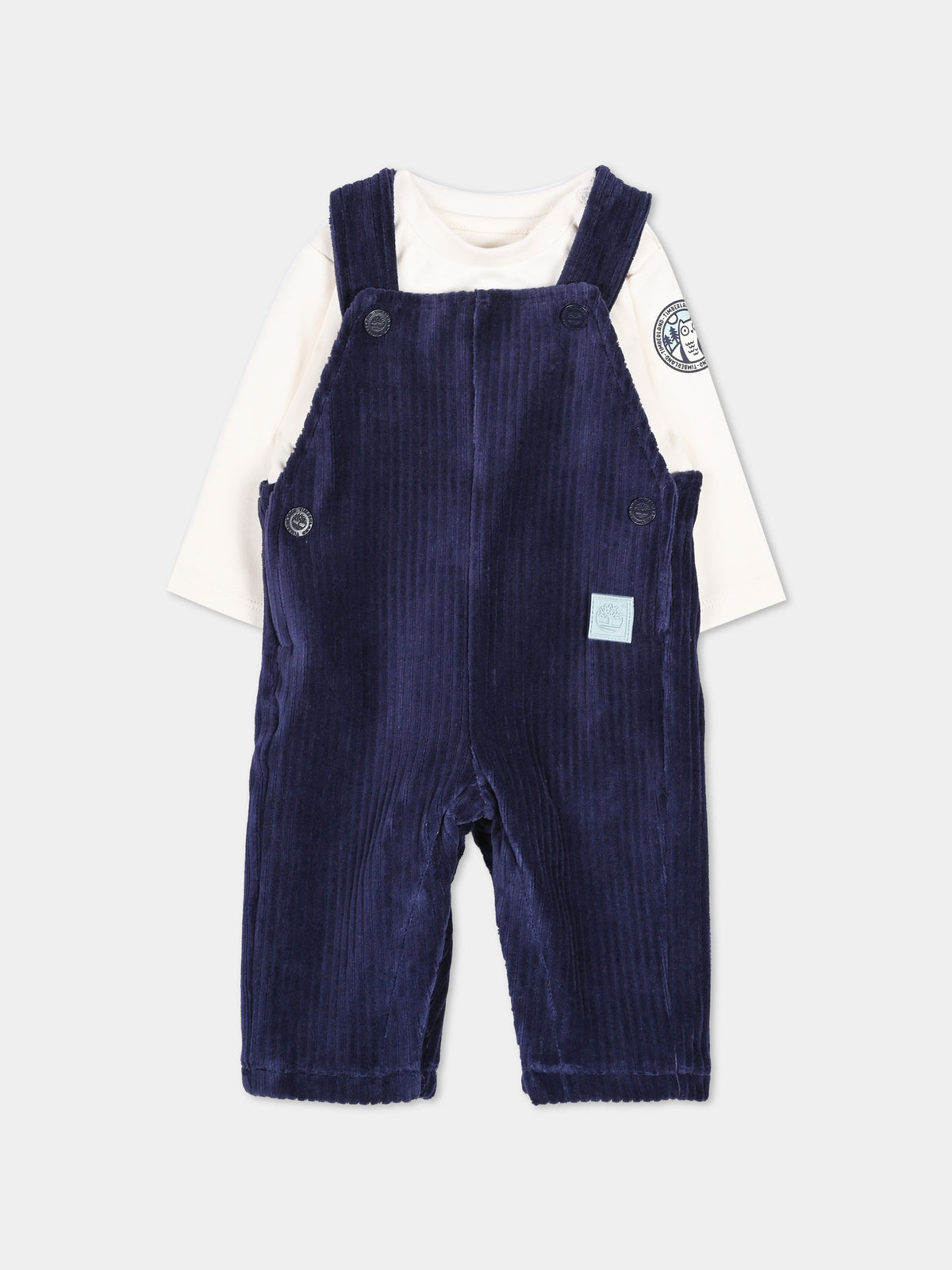 Salopette blu per neonato a coste,Timberland,T60622 85T