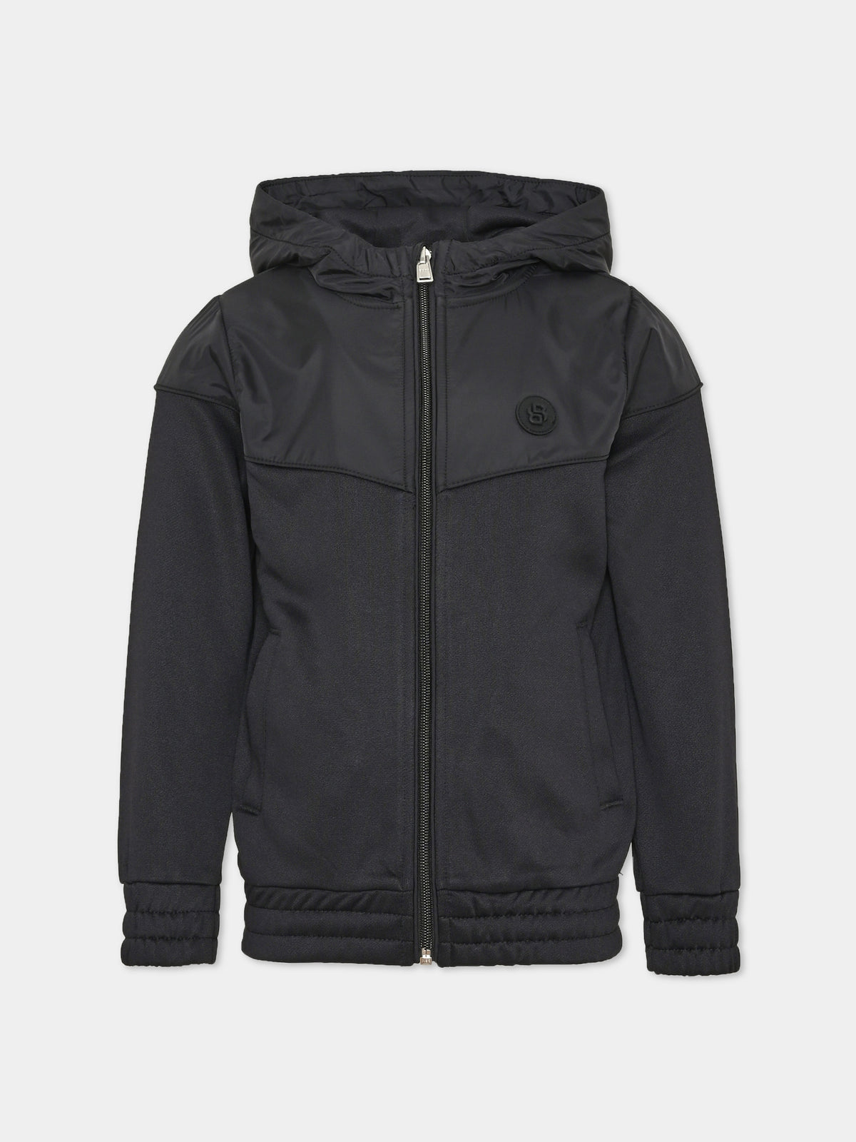 Felpa con cappuccio nera con zip per bambino,Boss,J52328 09B