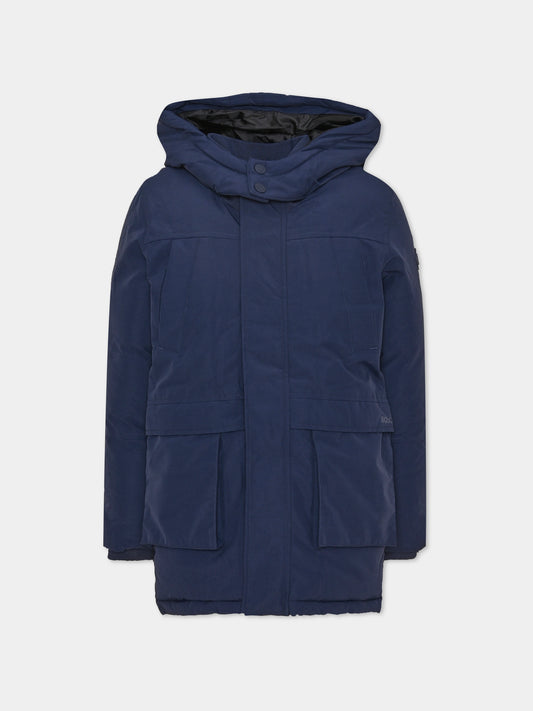 Parka blu per bambino con cappuccio,Boss,J52388 849