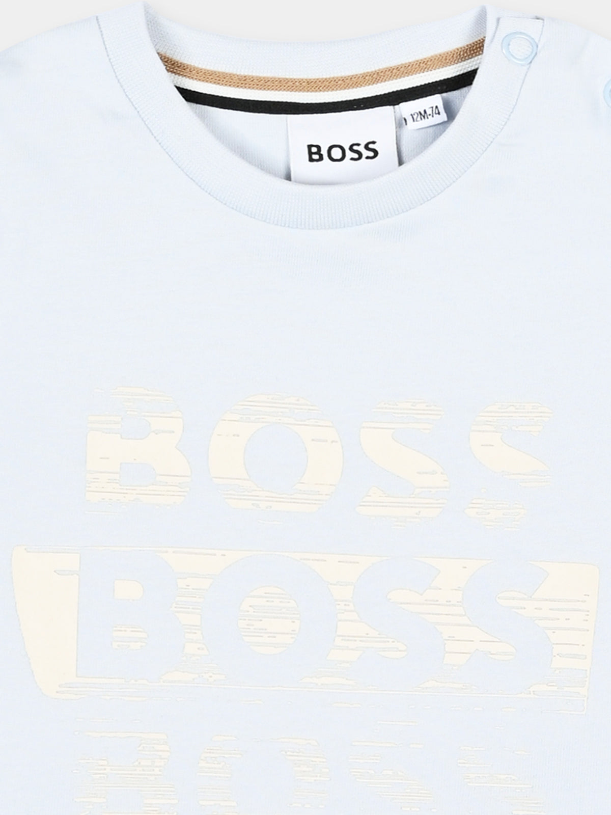 T-shirt a manica lunga celeste per neonato con logo,Boss,J52463 791