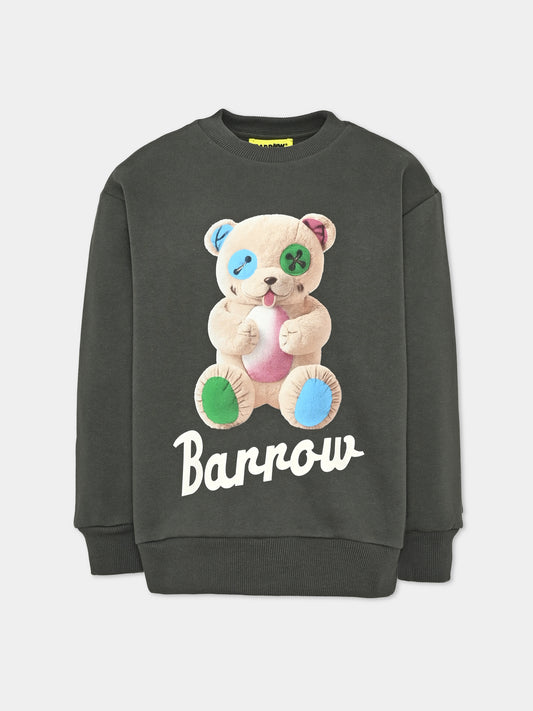 Felpa girocollo verde con stampa per bambini,Barrow,F6BKJUSW059 080