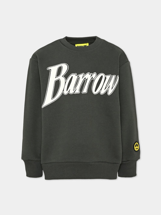 Felpa girocollo verde con logo per bambini,Barrow,F6BKJUSW162 080