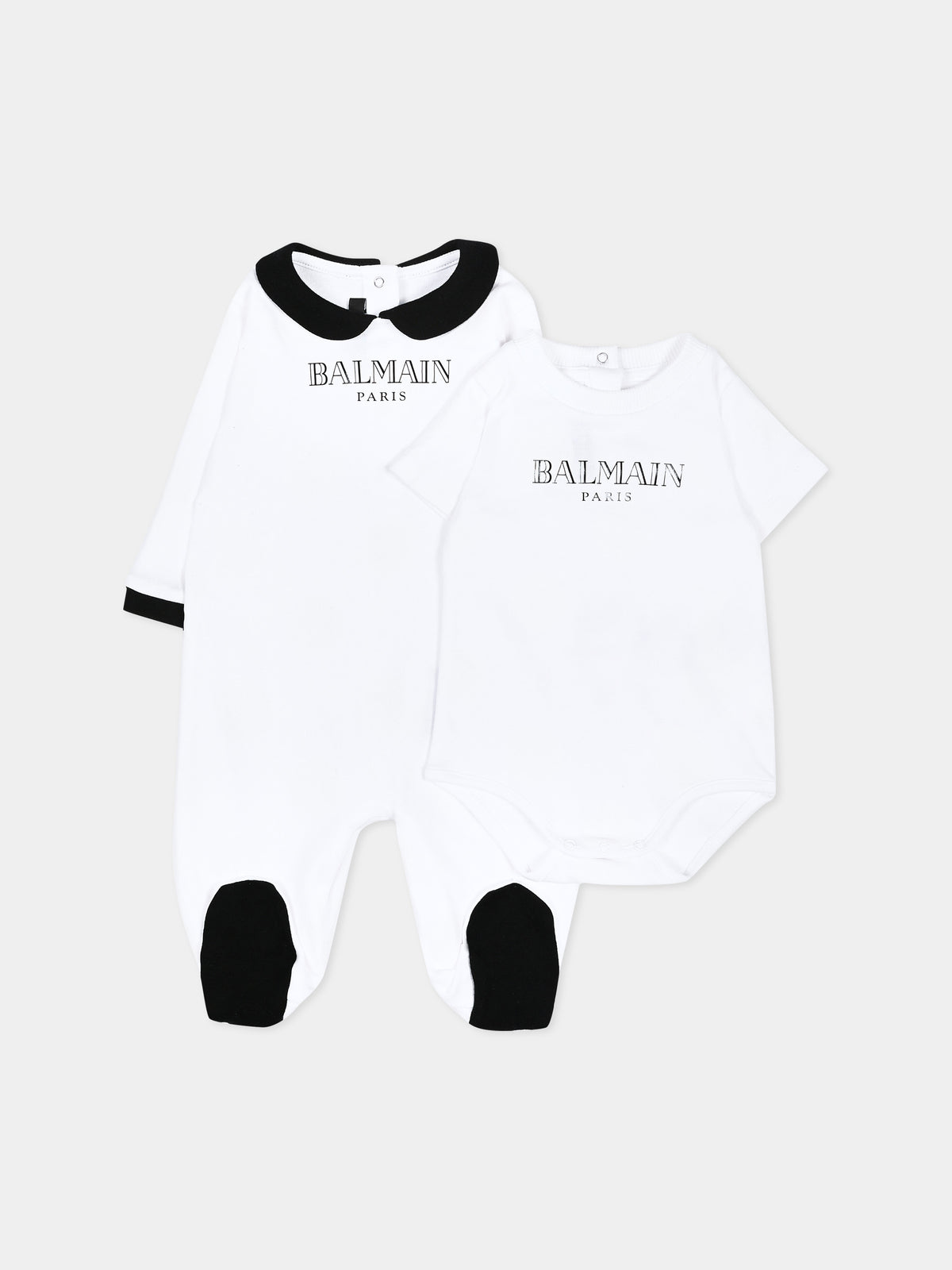 Set Tutine bianco per neonati con logo,Balmain Kids,BXB60A Z3383 212
