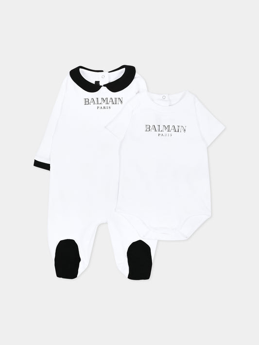 Set Tutine bianco per neonati con logo,Balmain Kids,BXB60A Z3383 212