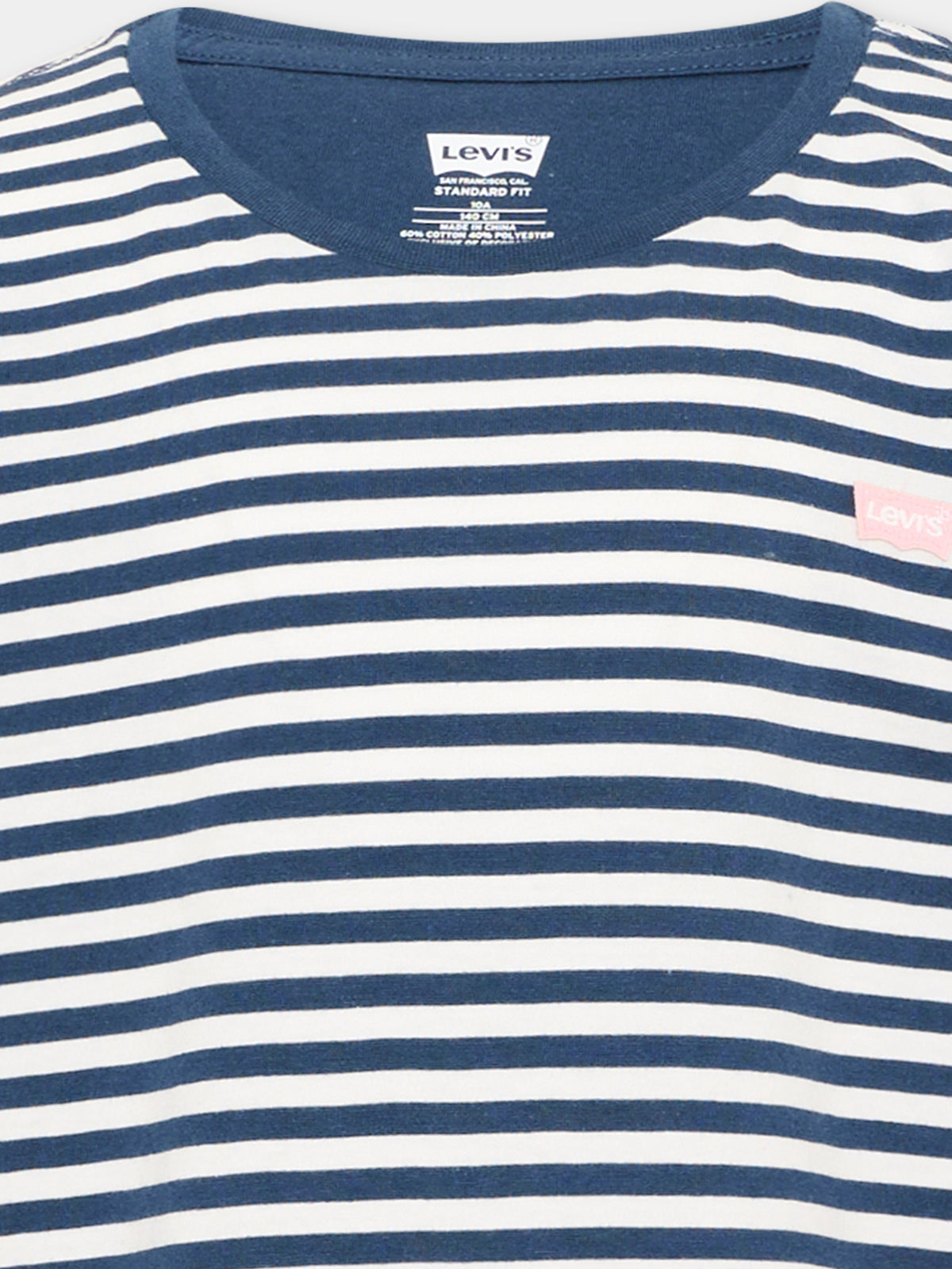 T-shirt a manica lunga blu a righe per bambini,Levi's Kids,4ER405 UF3
