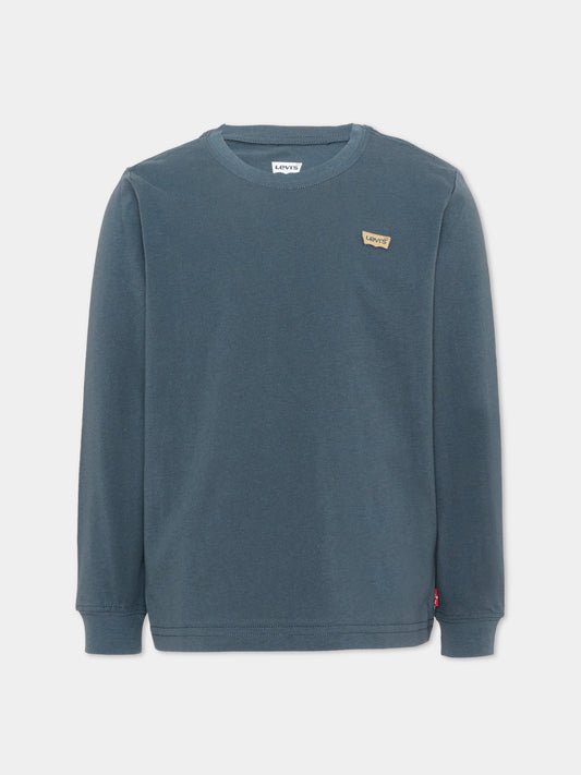 T-shirt a manica lunga verde con logo per bambino,Levi's Kids,9EC706 C6W
