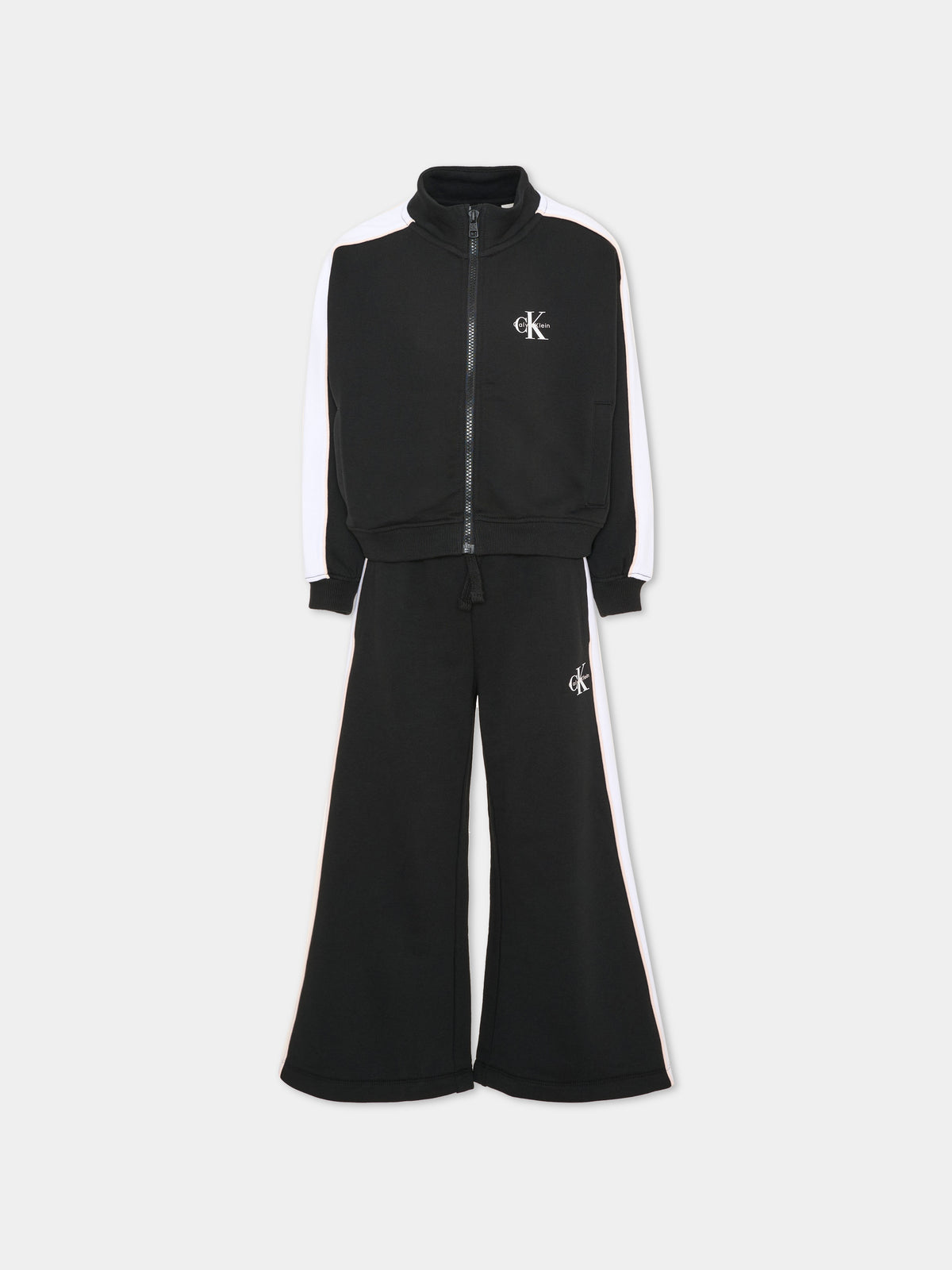Completo sportivo lungo nero con logo per bambina,Calvin Klein Kids,LVCKTJI12G BEH