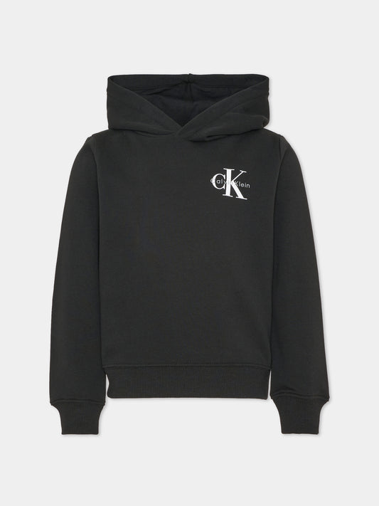 Felpa con cappuccio nera con logo per bambino,Calvin Klein Kids,LV1CKTJB08 BEH
