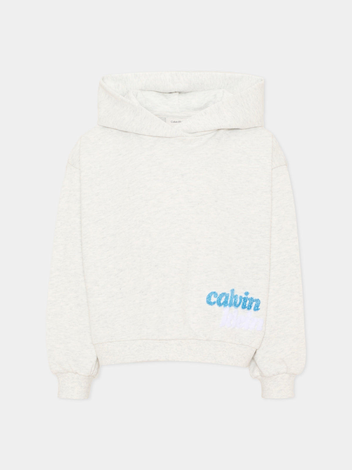 Felpa con cappuccio grigia per bambino con logo,Calvin Klein Kids,LVCKTJB37G PMT