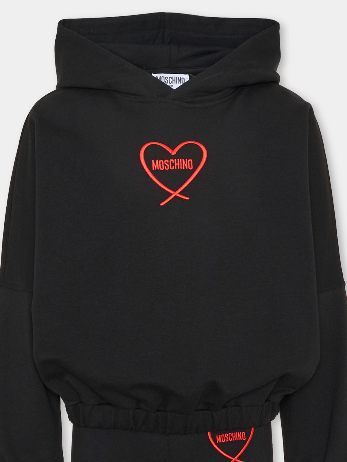 Completo sportivo lungo nero con logo per bambina,Moschino Kids,HDK039 LDA63 60100