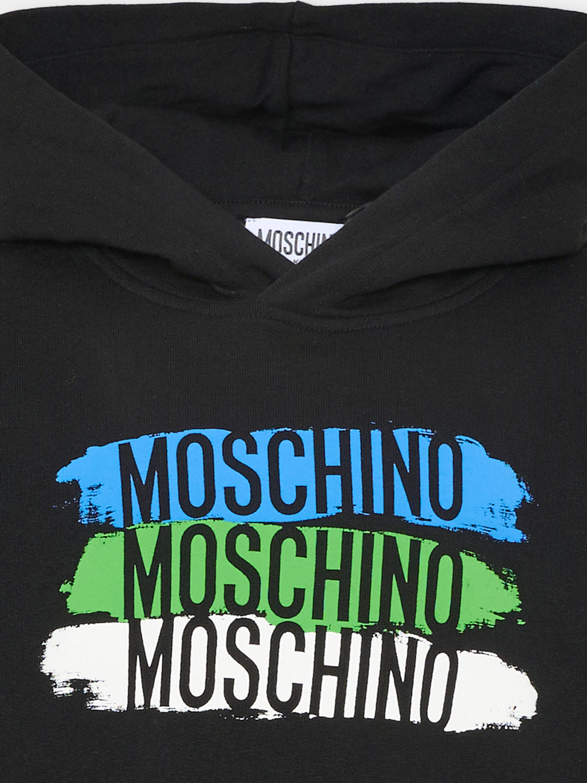 Felpa con cappuccio nera con logo per bambino,Moschino Kids,HUF0A5 LCA92 60100
