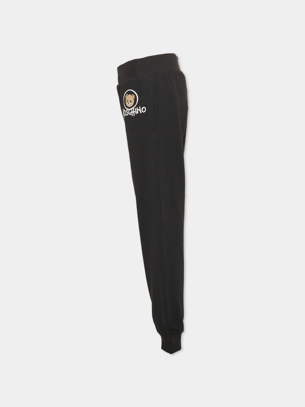 Pantalone nero per bambino con logo,Moschino Kids,HUP09D LCA83 60100