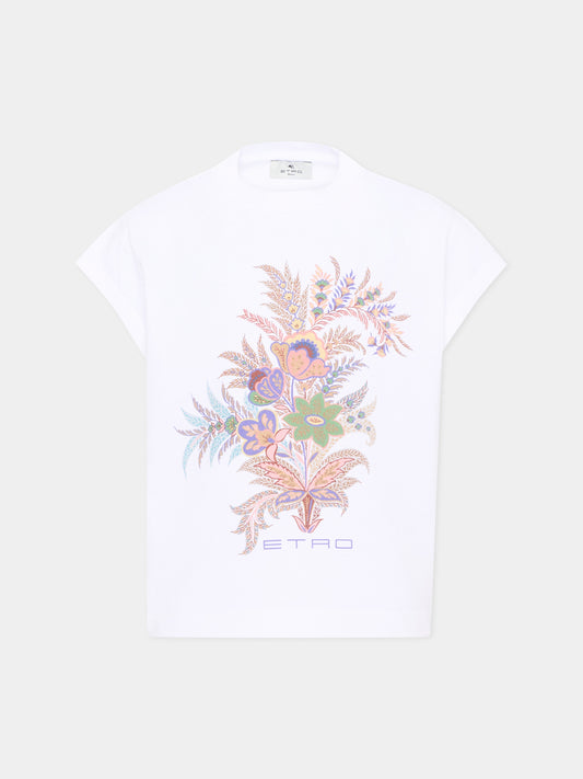 T-shirt a manica corta bianca floreale per bambina,Etro,GZ8A21 Z3672 100