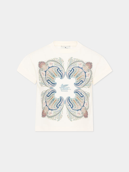 T-shirt a manica corta avorio per bambina,Etro,GZ8A51 Z3672 102