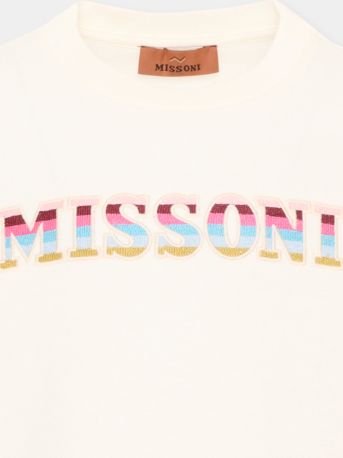 T-shirt a manica corta bianca con logo per bambina,Missoni,MZ8B21 Z3672 102