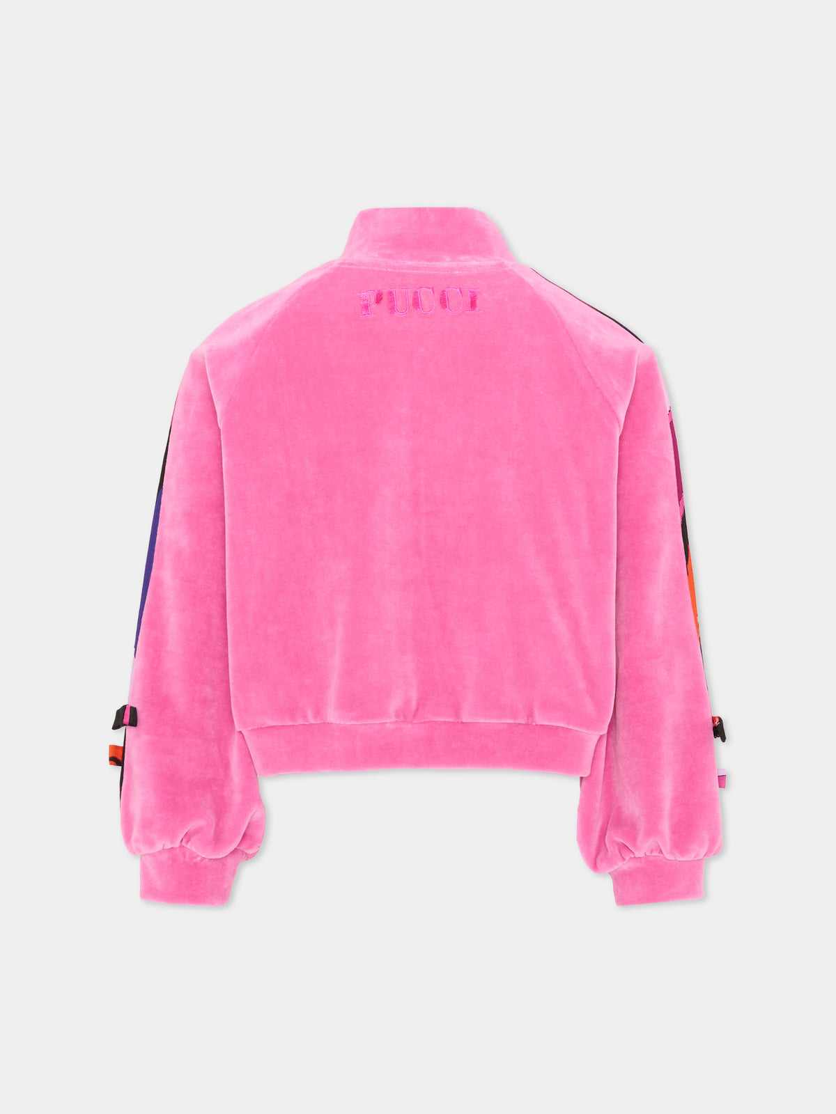 Felpa con zip fucsia per bambina in ciniglia,Emilio Pucci Junior,PZ4A60 Z4007 543