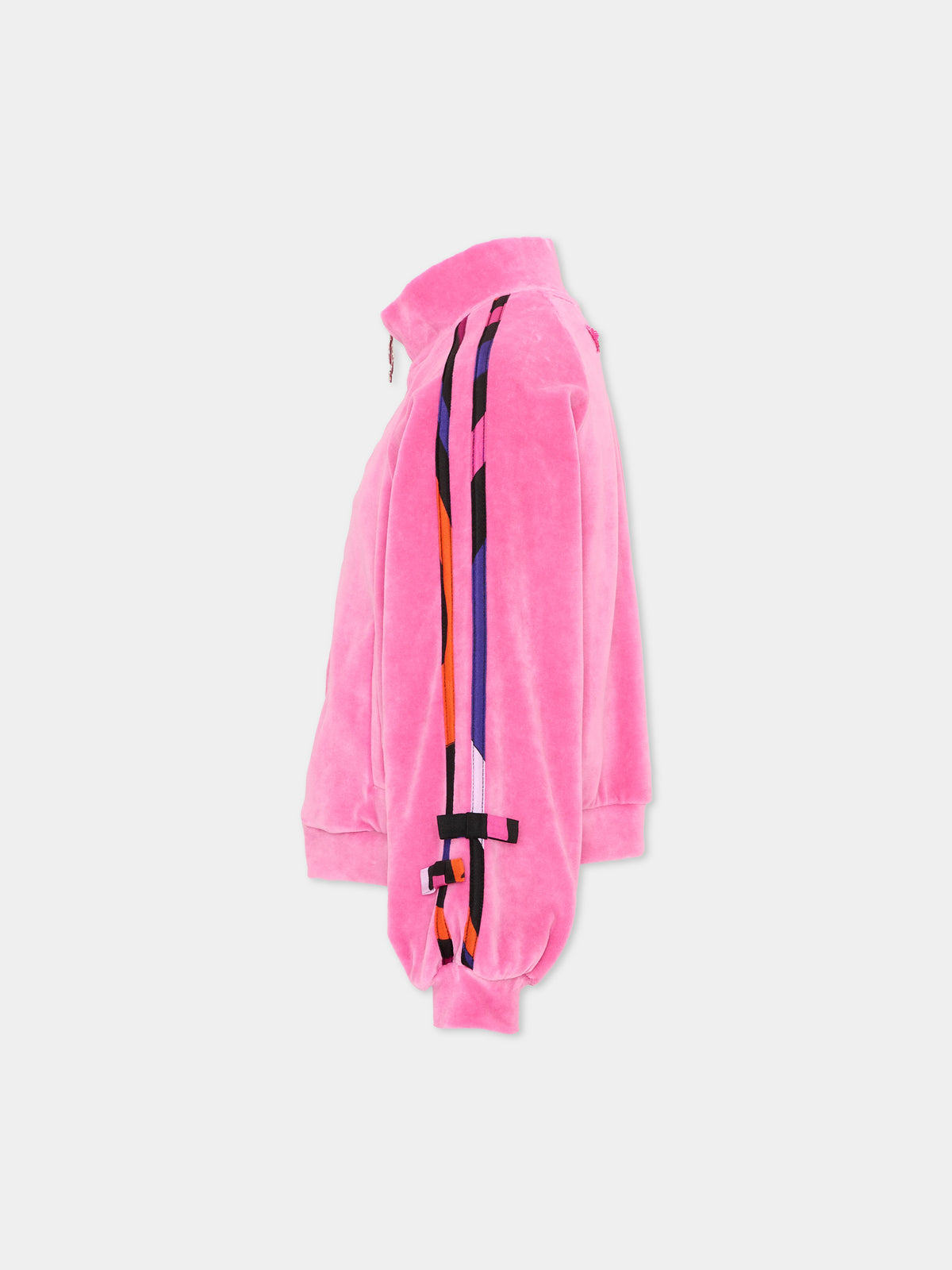 Felpa con zip fucsia per bambina in ciniglia,Emilio Pucci Junior,PZ4A60 Z4007 543