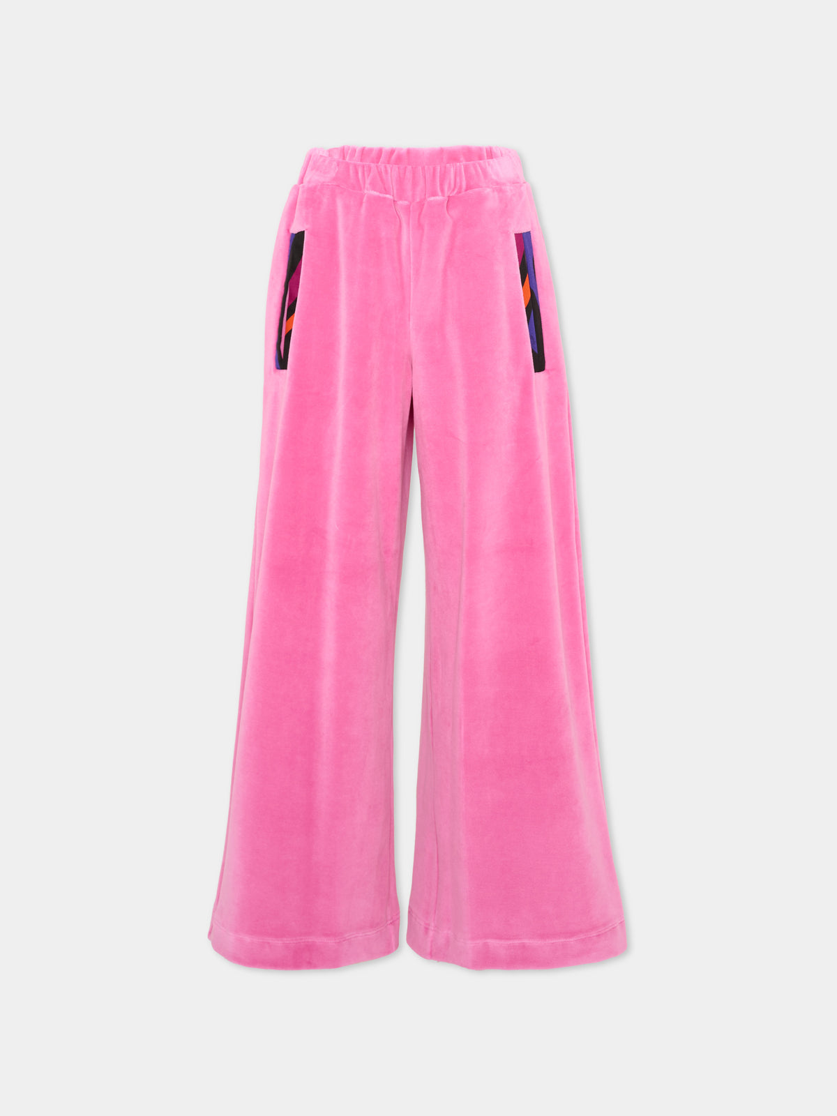 Pantalone sportivo fucsia per bambina con logo in ciniglia,Emilio Pucci Junior,PZ6A50 Z4007 543