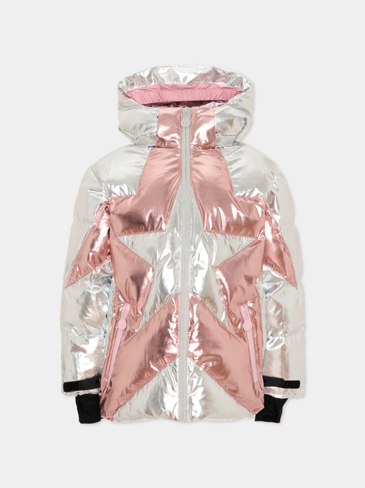 Piumino da neve argento per bambina con stella,Stella Mccartney Kids,TZ2C47 Z3967 925