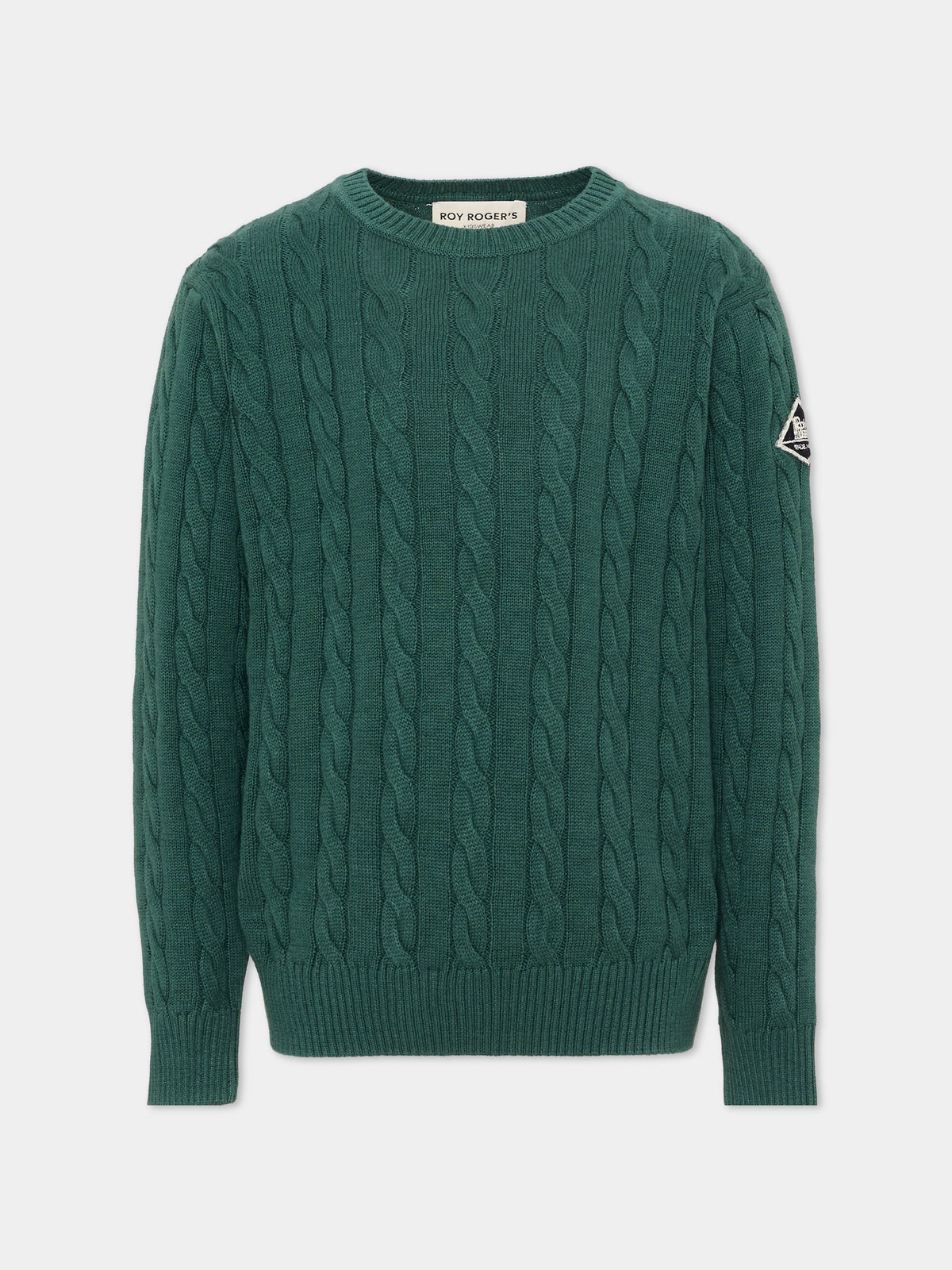 Maglione verde per bambino a trecce,Roy Roger's Kids,R F105 00 4743